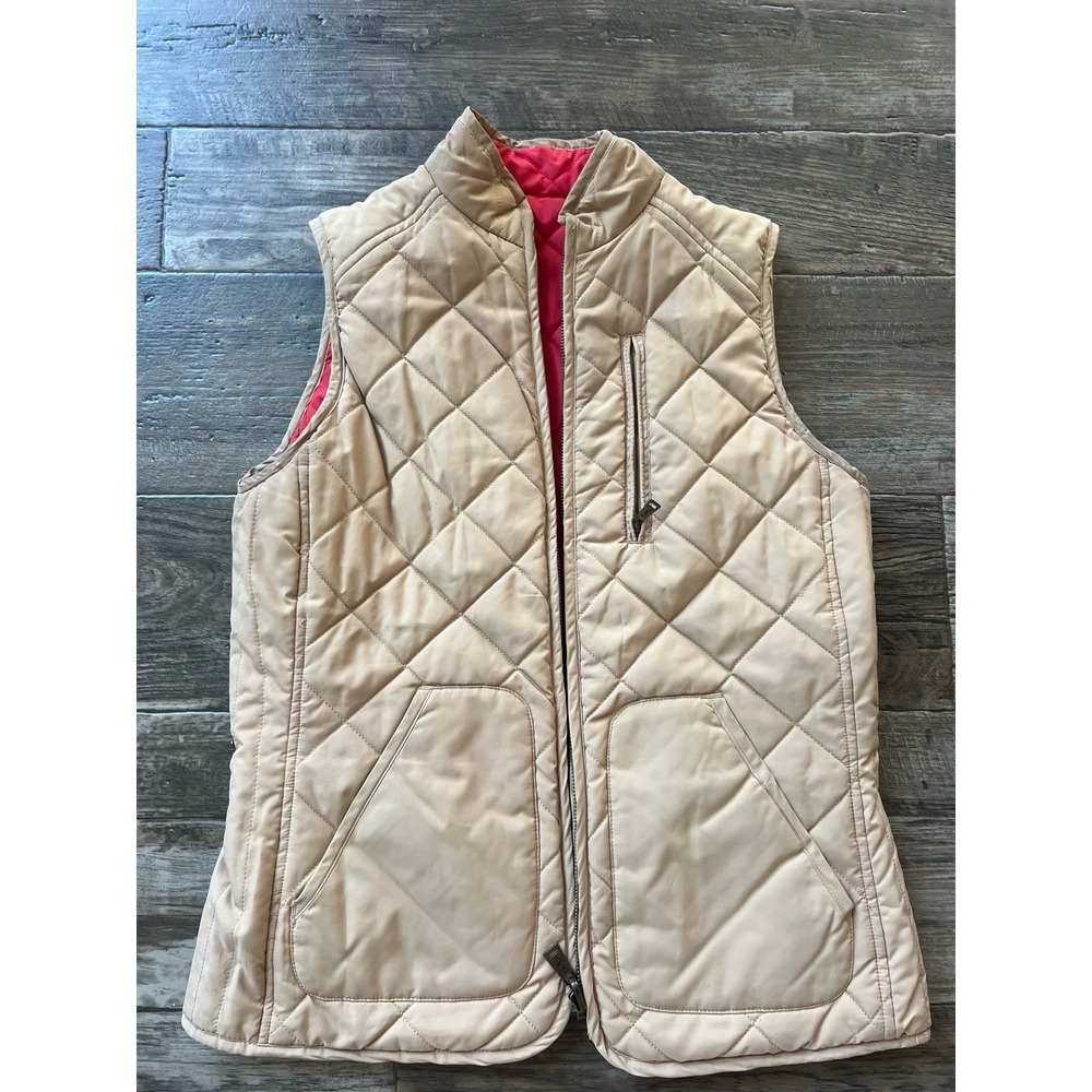 Small Lauren‎ Ralph Lauren Vest Women's Reversible Beige Red Full Zip Quilted